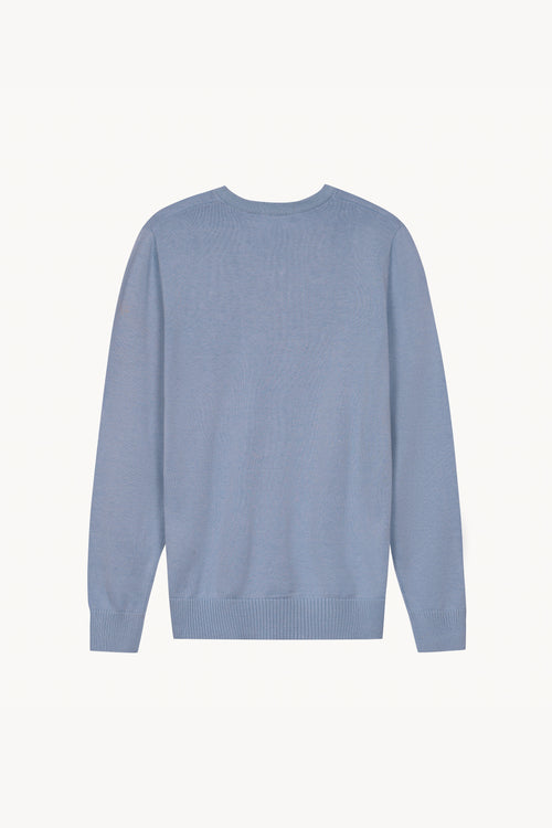 Lightweight V-Neck Jersey in Dusty Blue