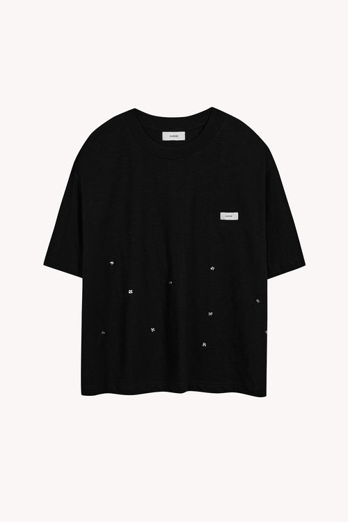 Aurelian Slub T-Shirt in Black Cotton