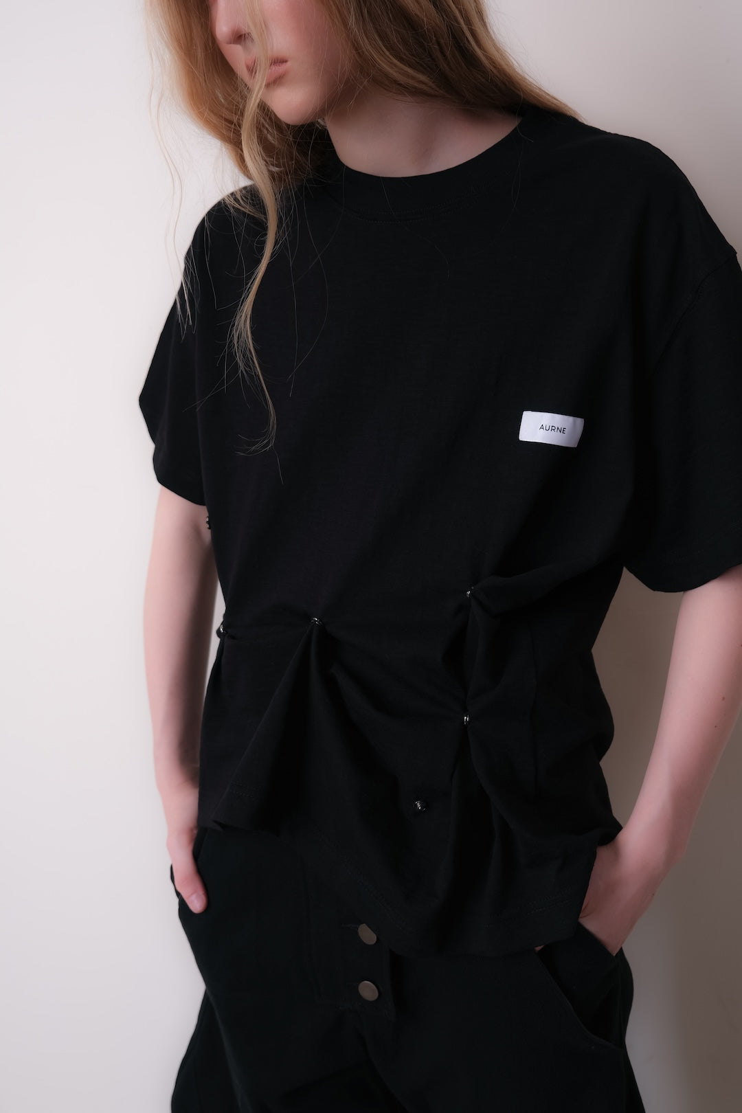 Aurelian Slub T-Shirt in Black Cotton