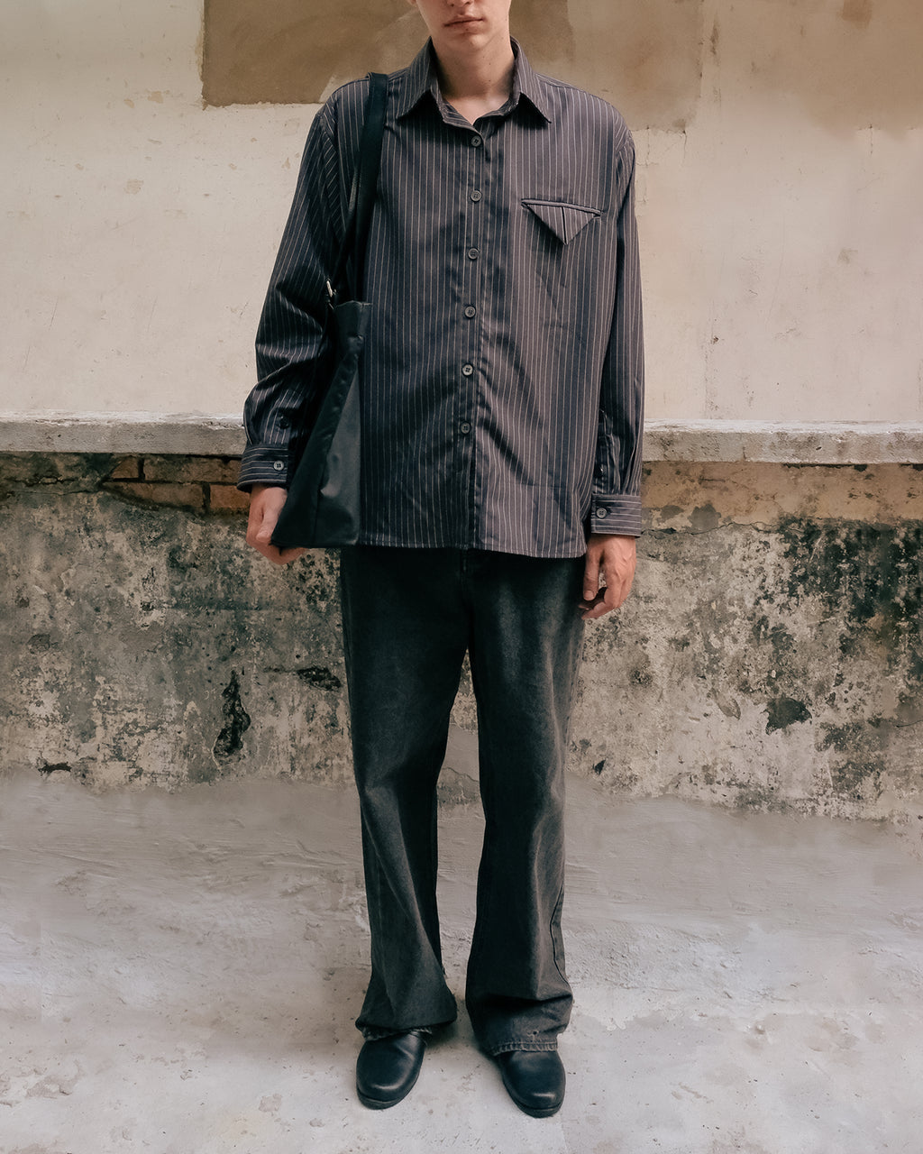 Aurelian Stripe Shirt in Graphite Grey