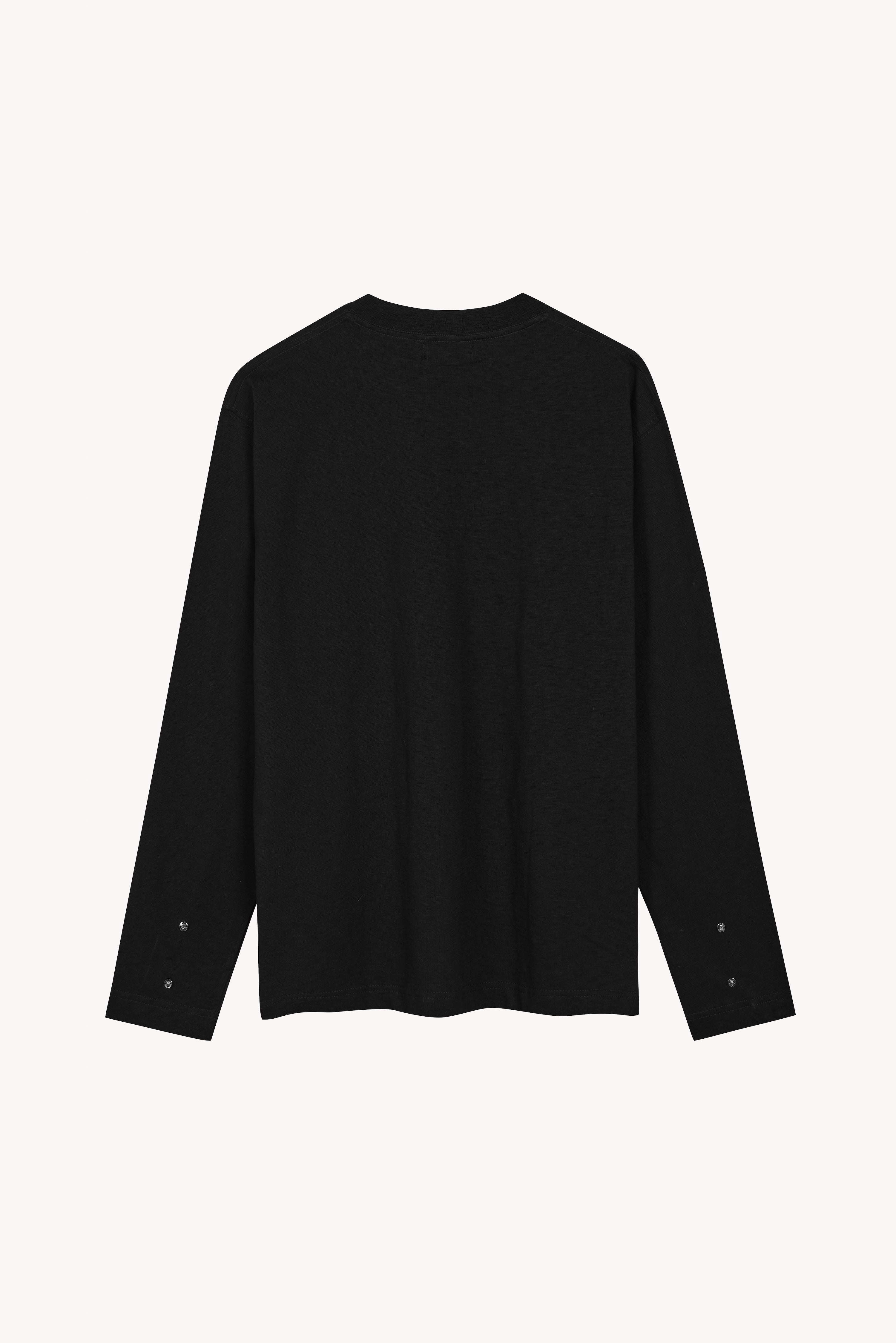 Aurelian Slub Long Sleeve T-Shirt in Black Cotton