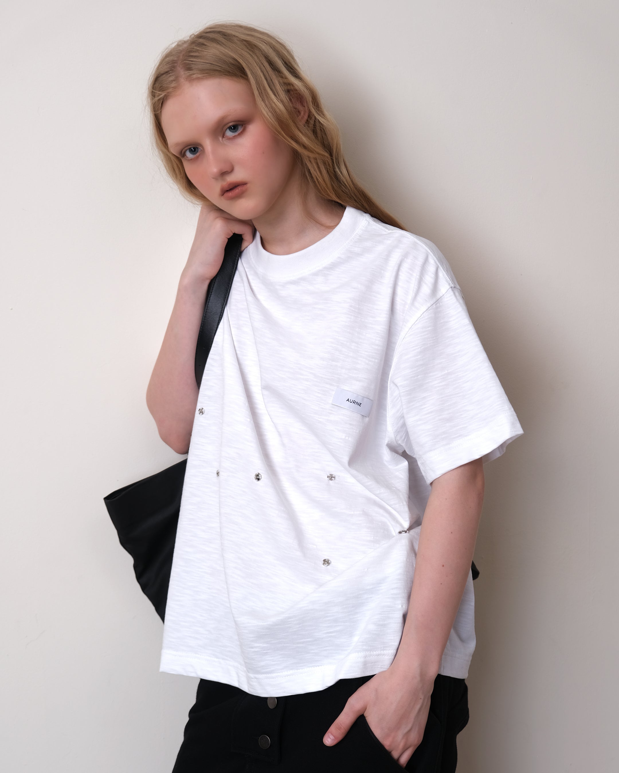 Aurelian Slub T-Shirt in White Cotton