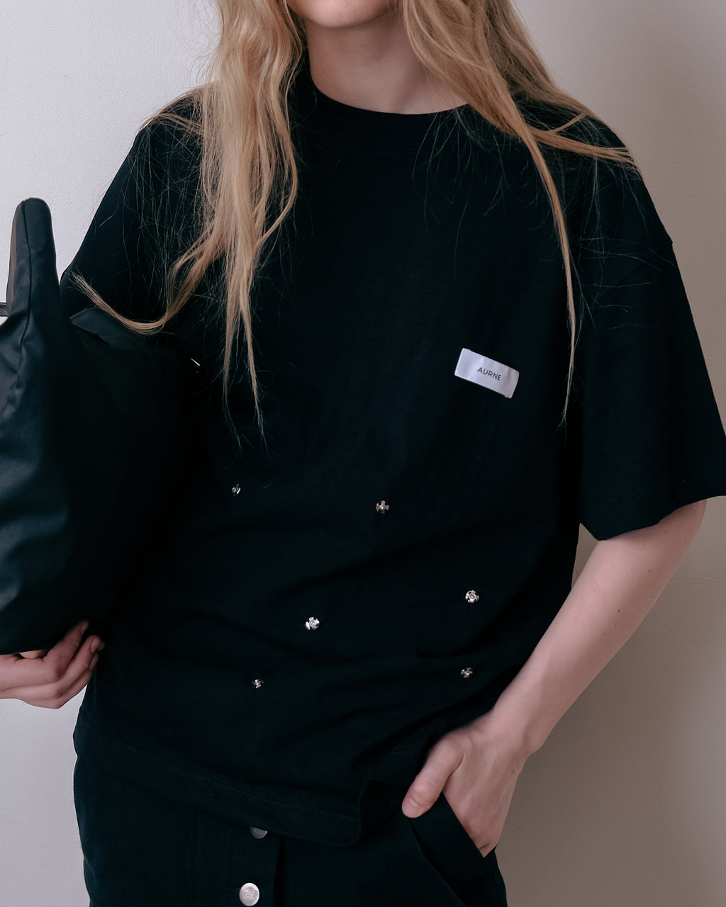 Aurelian Slub T-Shirt in Black Cotton